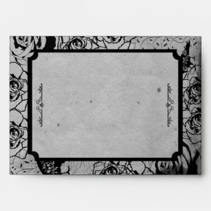 Black Rose Gothic Frame Wedding Envelope