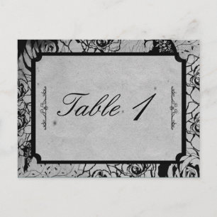 Black Rose Gothic Frame Wedding Table Number Postcard