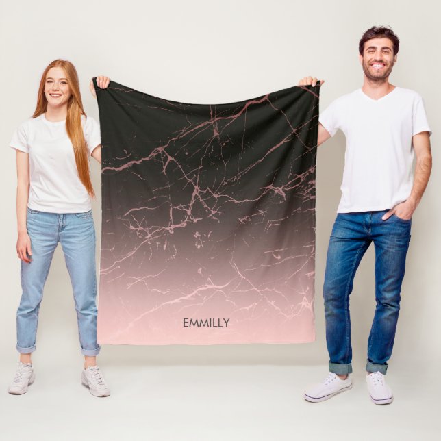 Black Rose Marble Fleece Blanket (In Situ)