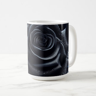 Black Rose on Black Brocade Coffee Mug