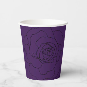 Black Rose on Purple Paper Cups