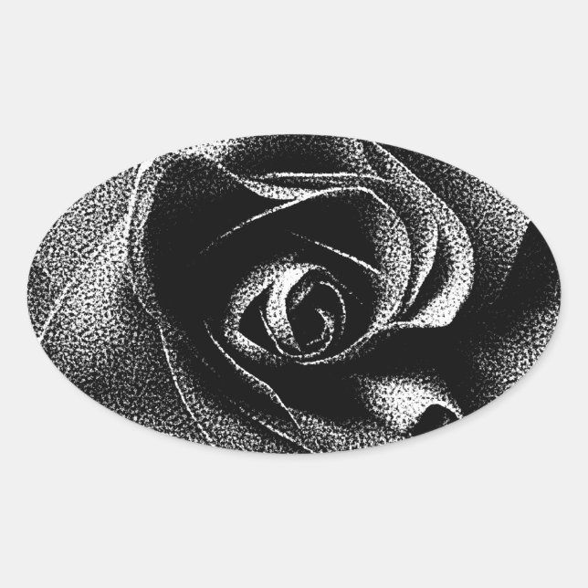 BLACK ROSE OVAL STICKER (Front)