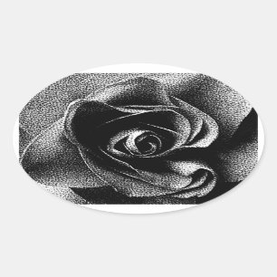 BLACK ROSE OVAL STICKER
