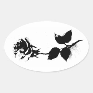 Black Rose Oval Sticker