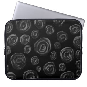 Black Rose Pattern Design. Laptop Sleeve