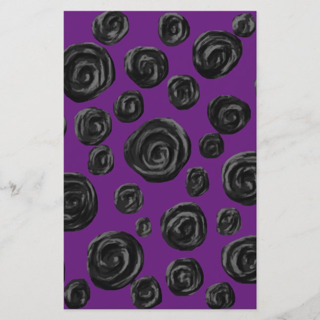 Black Rose Pattern on Dark Purple. (Front)
