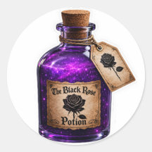 Black Rose Potion Gothic Witch Bottle Sticker