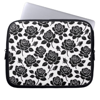 Black Rose Print Laptop Sleeve