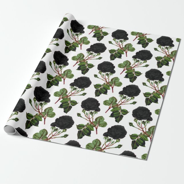 Black Rose Print Wrapping Paper (Unrolled)