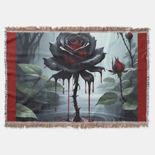 black rose red throw blanket