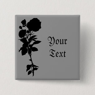 Black Rose Silhouette 15 Cm Square Badge