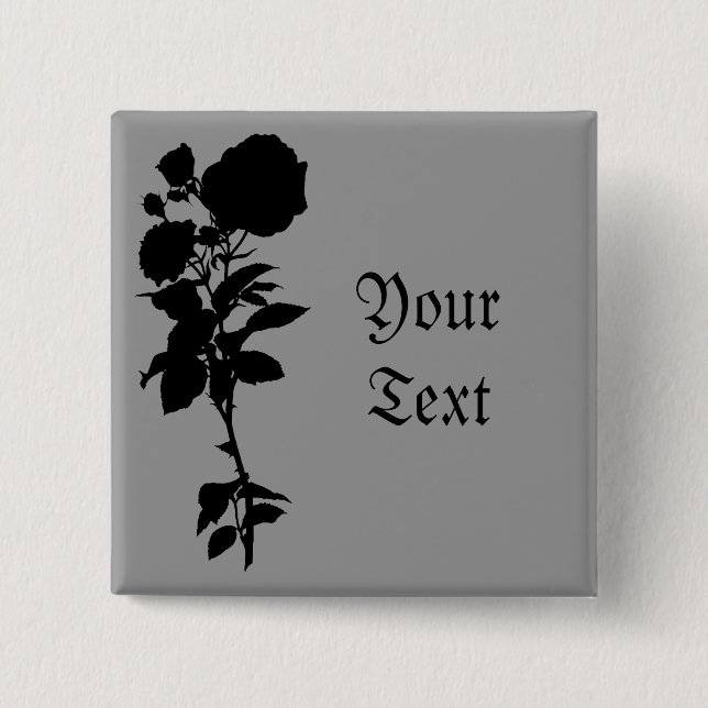Black Rose Silhouette 15 Cm Square Badge (Front)