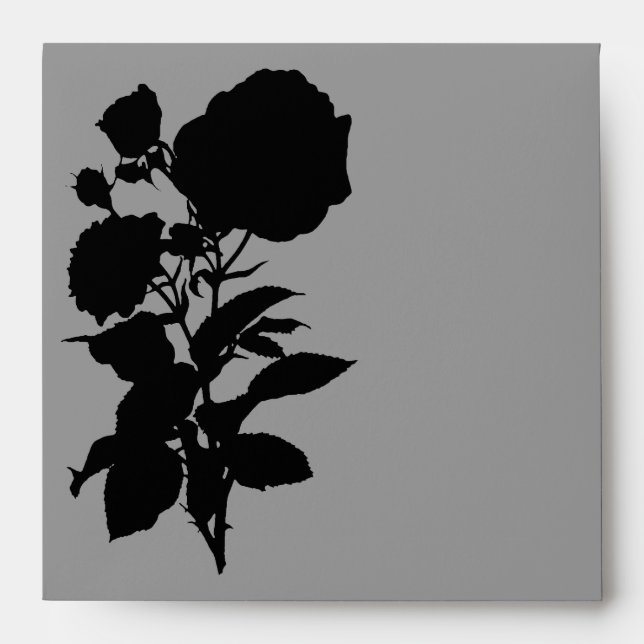 Black Rose Silhouette Square Envelopes (Front)