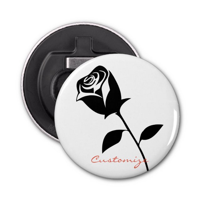 Black Rose Valentine Flower Thunder_Cove Bottle Opener (Front)