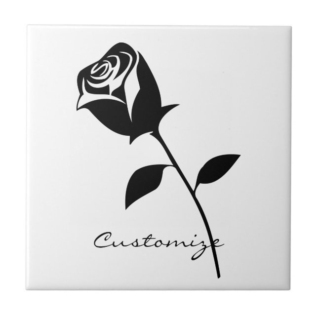 Black Rose Valentine Flower Thunder_Cove Ceramic Tile (Front)