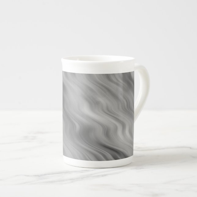 Black Rose Wavy Texture Bone China Mug (Front Right)