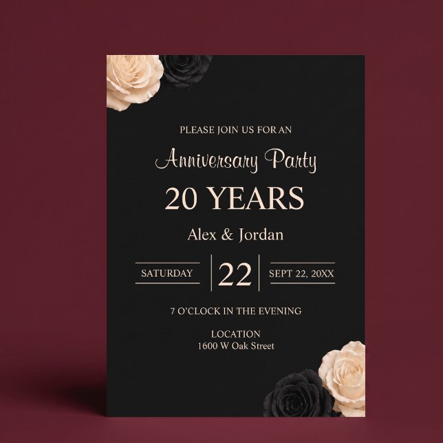 Black Rose Wedding Anniversary Invitation (Creator Uploaded)