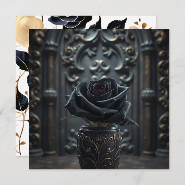 Black Rose with Gothic Background Card (Front/Back)