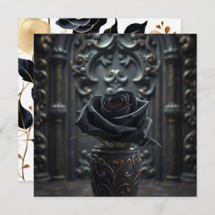 Black Rose with Gothic Background Card