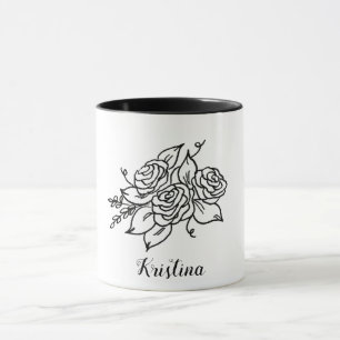 Black Rose with Name Mug