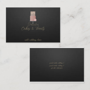 black & rosegold cakes and bakery business card