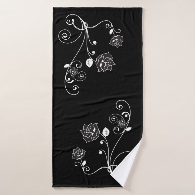 Black Roses Bath Towel Set (Bath Towel)