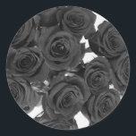 Black Roses Elegant Romantic Wedding Classic Round Sticker<br><div class="desc">Customise with any text. Matching items are available.</div>