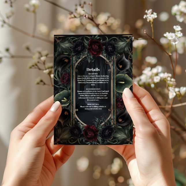 Black Roses Floral Gothic Halloween Wedding Enclosure Card (Creator Uploaded)