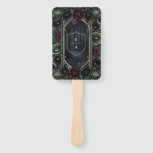 Black Roses Floral Gothic Halloween Wedding Hand Fan