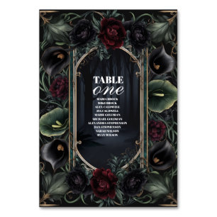 Black Roses Floral Gothic Halloween Wedding Table Number