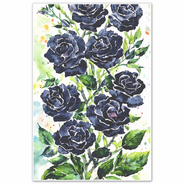 Black Roses Flowers Goth Art Watercolor Painting   (Front)
