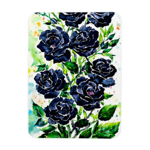 Black Roses Flowers Goth Art Watercolor Painting Magnet