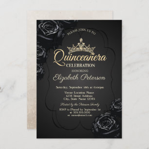 Black Roses Frame Quinceañera   Invitation