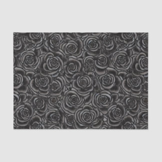 Black Roses Gothic Dark Floral Pattern Whimsigoth Tissue Paper