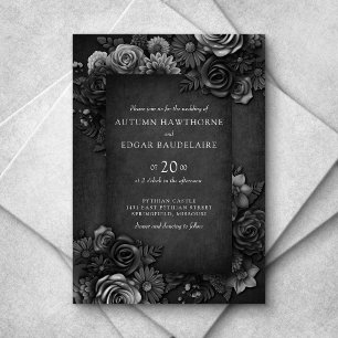 Black Roses Gothic Wedding Invitation