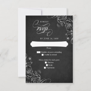 Black Roses Gothic Wedding RSVP Card