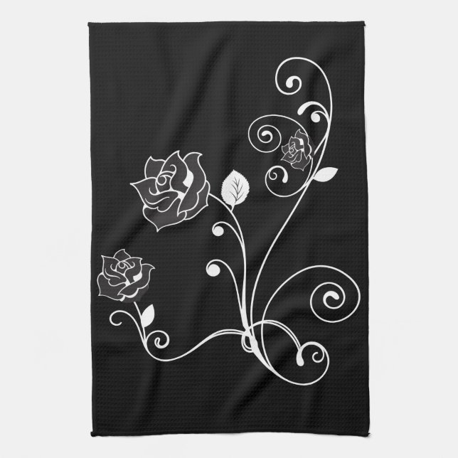 Black Roses Kitchen Towel (Vertical)