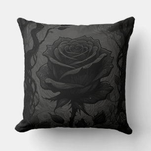 Black Roses Motif Cushion