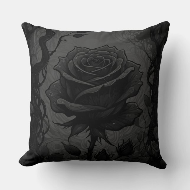 Black Roses Motif Cushion (Front)