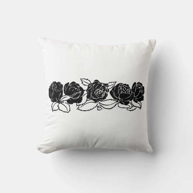 Black Roses Pillow-Reversible-Customisable Cushion (Front)