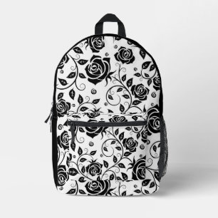 Black Roses Printed Backpack