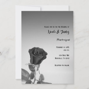 Black Roses Rose Romantic Elegant Minimal Wedding  Invitation
