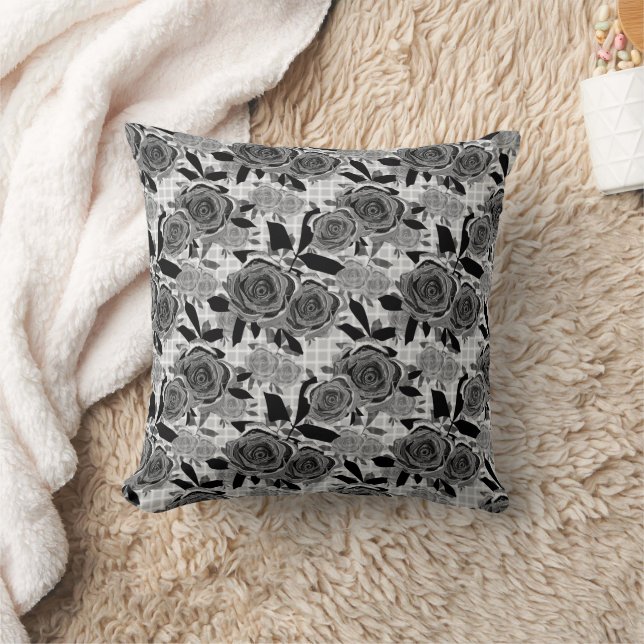 Black roses, roses, black and grey   cushion (Blanket)