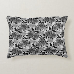 Black roses, roses, black and grey   decorative cushion