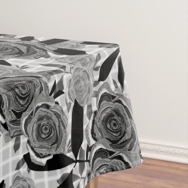 Black roses, roses, black and grey   tablecloth (In Situ)