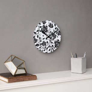 Black Roses Round Clock