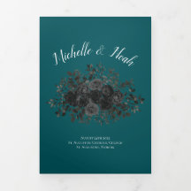 Black Roses Teal Wedding