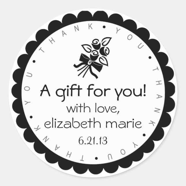 Black Roses Thank You Classic Round Sticker (Front)