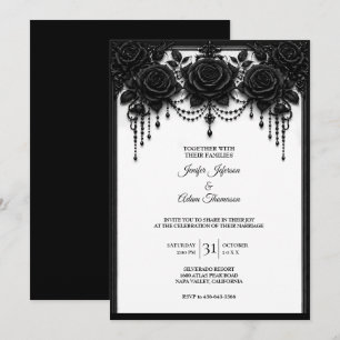 Black roses Wedding Invitation
