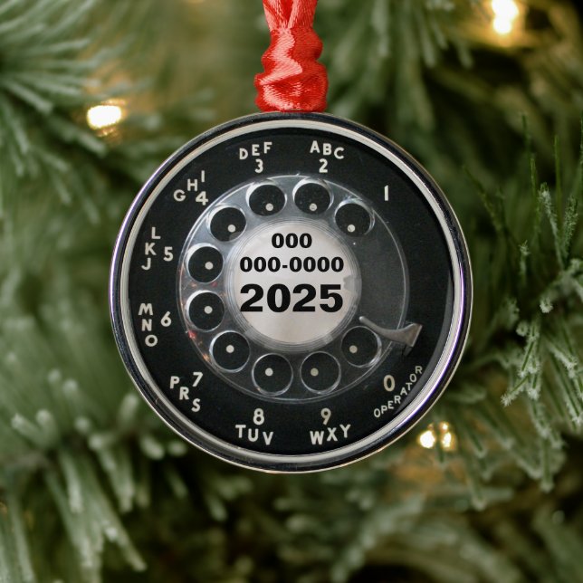 Black Rotary Phone Dial Ornament (Tree)